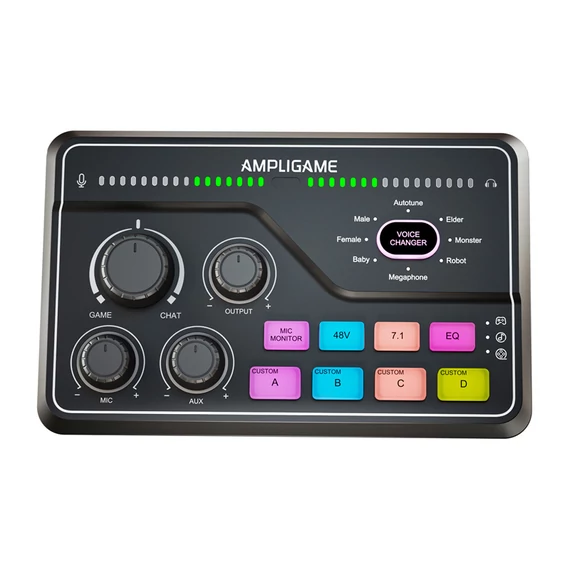 Fifine SC8 RGB játék keverő audiomixer fekete