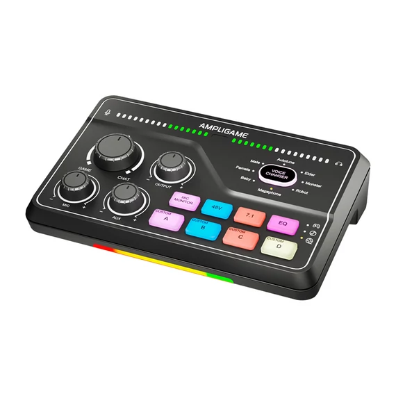 Fifine SC8 RGB játék keverő audiomixer fekete