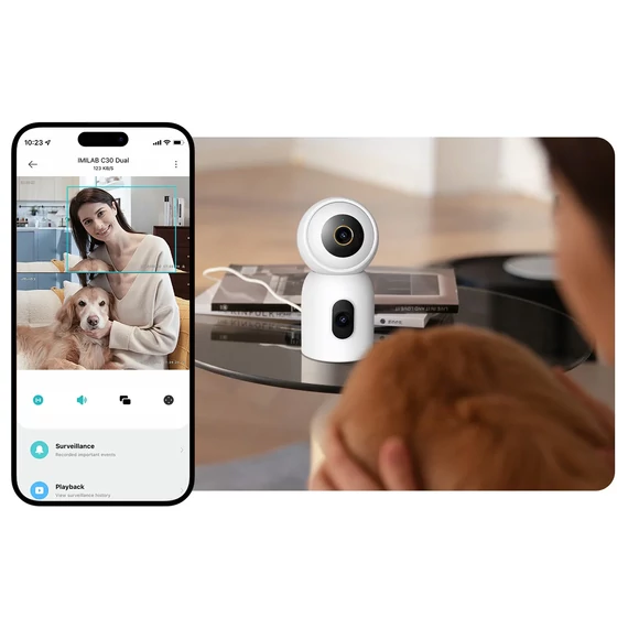 IMILAB C30 Dual okos WiFi biztonsági kamera (3K+3K) + hálózati töltő