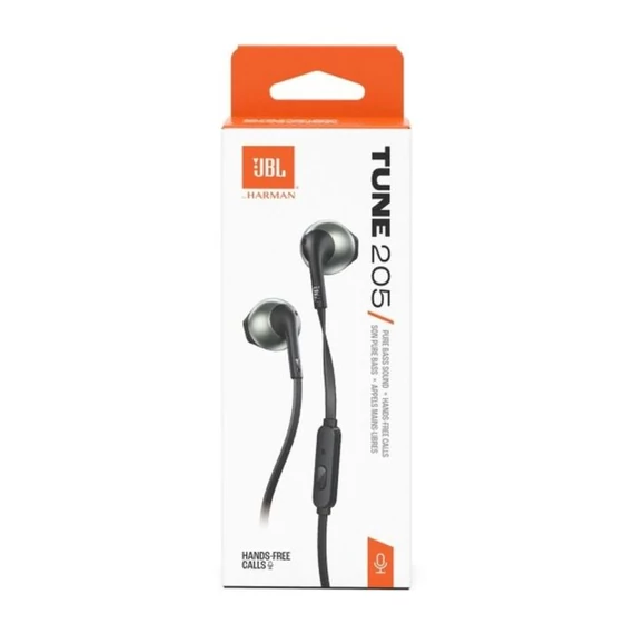 JBL Tune 205 vezetékes mikrofonos fejhallgató fekete (JBLT205BLKE)