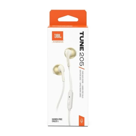 JBL Tune 205 vezetékes mikrofonos fejhallgató arany (JBLT205CGDE)