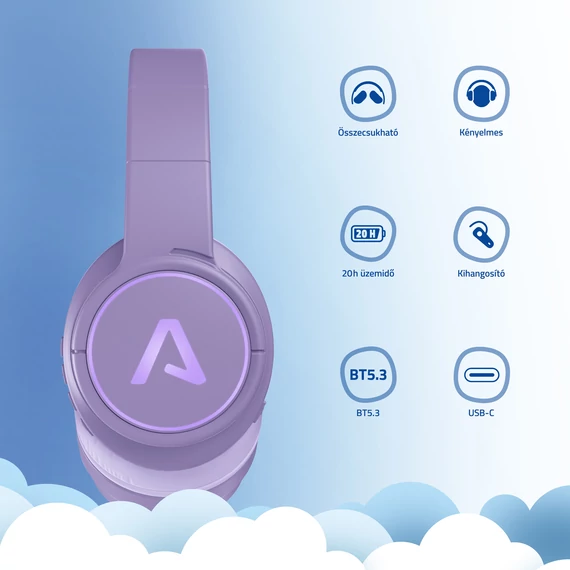LAMAX GlowKid1 Pink Bluetooth gyerek fejhallgató rózsaszín (8595724902935)