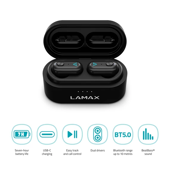LAMAX Duals1 Bluetooth fülhallgató fekete (LMXDU1)