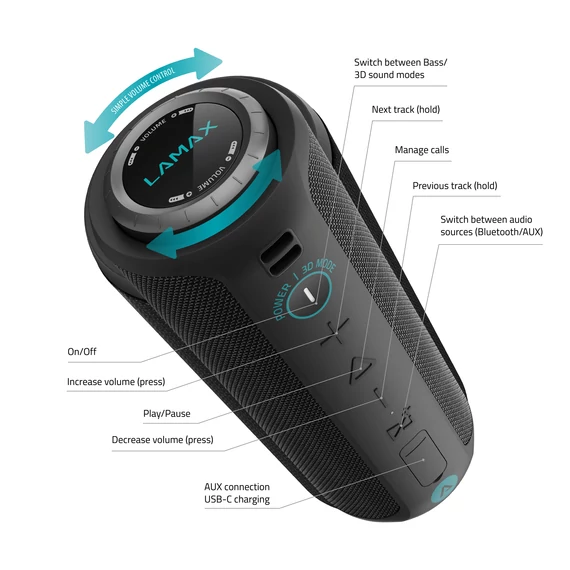 LAMAX Sounder2 Max Bluetooth hangszóró fekete (LMXSO2MAX)