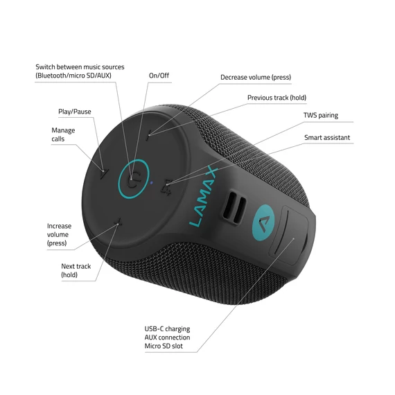 LAMAX Sounder2 Mini Bluetooth hangszóró fekete (LMXSO2MINI)