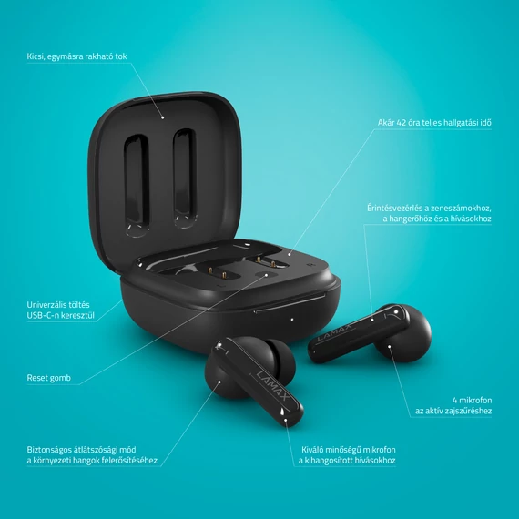 LAMAX Clips1 Plus Black Bluetooth fülhallgató fekete (LXIHMCPS1PSBA)