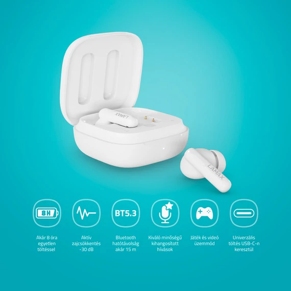 LAMAX Clips1 Plus White Bluetooth fülhallgató fehér (LXIHMCPS1PSWA)