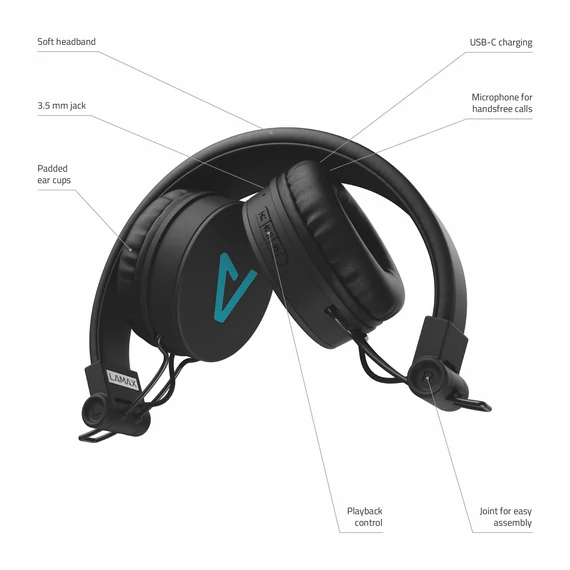 LAMAX Blaze2 összehajtható Bluetooth fejhallgató fekete (LXOHMBLZ2CNBA)