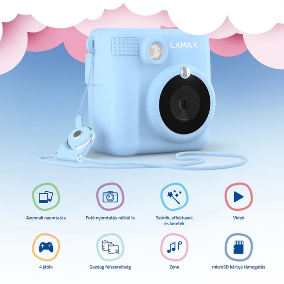 LAMAX InstaKid1 Blue Instant hőpapíros fényképezőgép, kék
