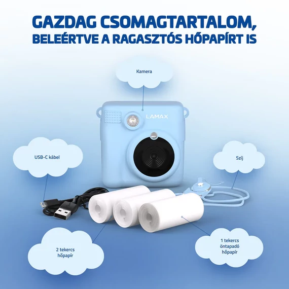 LAMAX InstaKid1 Blue Instant hőpapíros fényképezőgép, kék