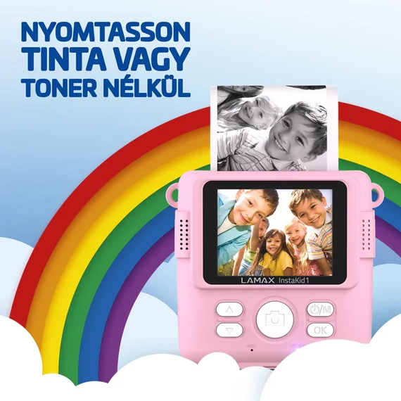 LAMAX InstaKid1 Pink Instant hőpapíros fényképezőgép, pink