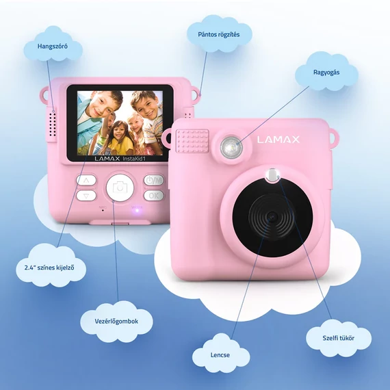 LAMAX InstaKid1 Pink Instant hőpapíros fényképezőgép, pink