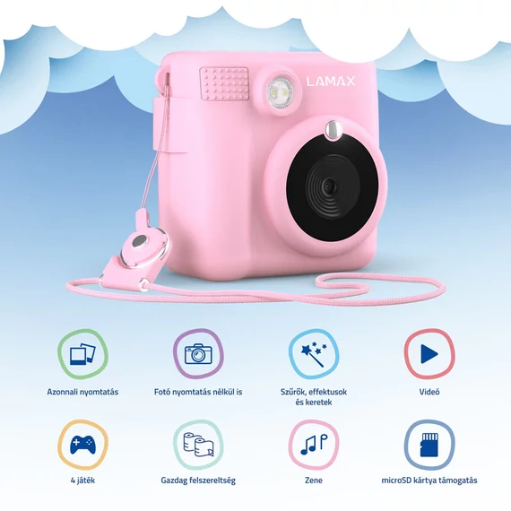 LAMAX InstaKid1 Pink Instant hőpapíros fényképezőgép, pink