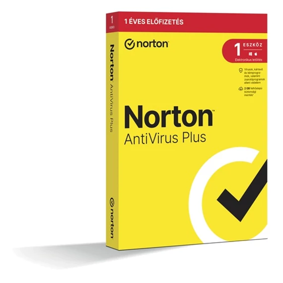 Norton AntiVírus Plus 2GB HU 1 felhasználó 1 eszköz 1 év dobozos vírusírtó szoftver (21416693)