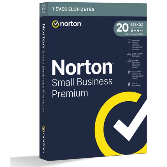 Norton Small Business Premium 2.0 500GB HU 1 felhasználó 20 eszköz 1 év dobozos vírusírtó szoftver (21463570)