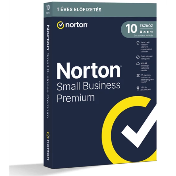 Norton Small Business Premium 2.0 500GB HU 1 felhasználó 10 eszköz 1 év dobozos vírusírtó szoftver (21463599)