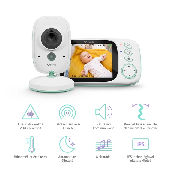 TrueLife NannyCam H32 Pro Kamerás bébiőr (TLVMMNCH32PWB)