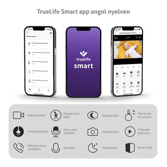 TrueLife NannyCam S3 Smart kamerás bébiőr (TLVMMNCS3SNWA)
